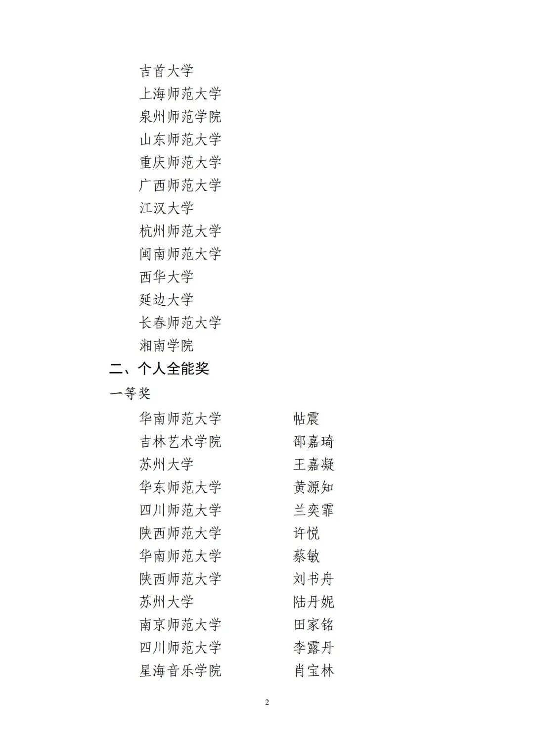 2023全国普通高校音乐、美术教育专业本科学生和教师基本功展示评选结果出炉