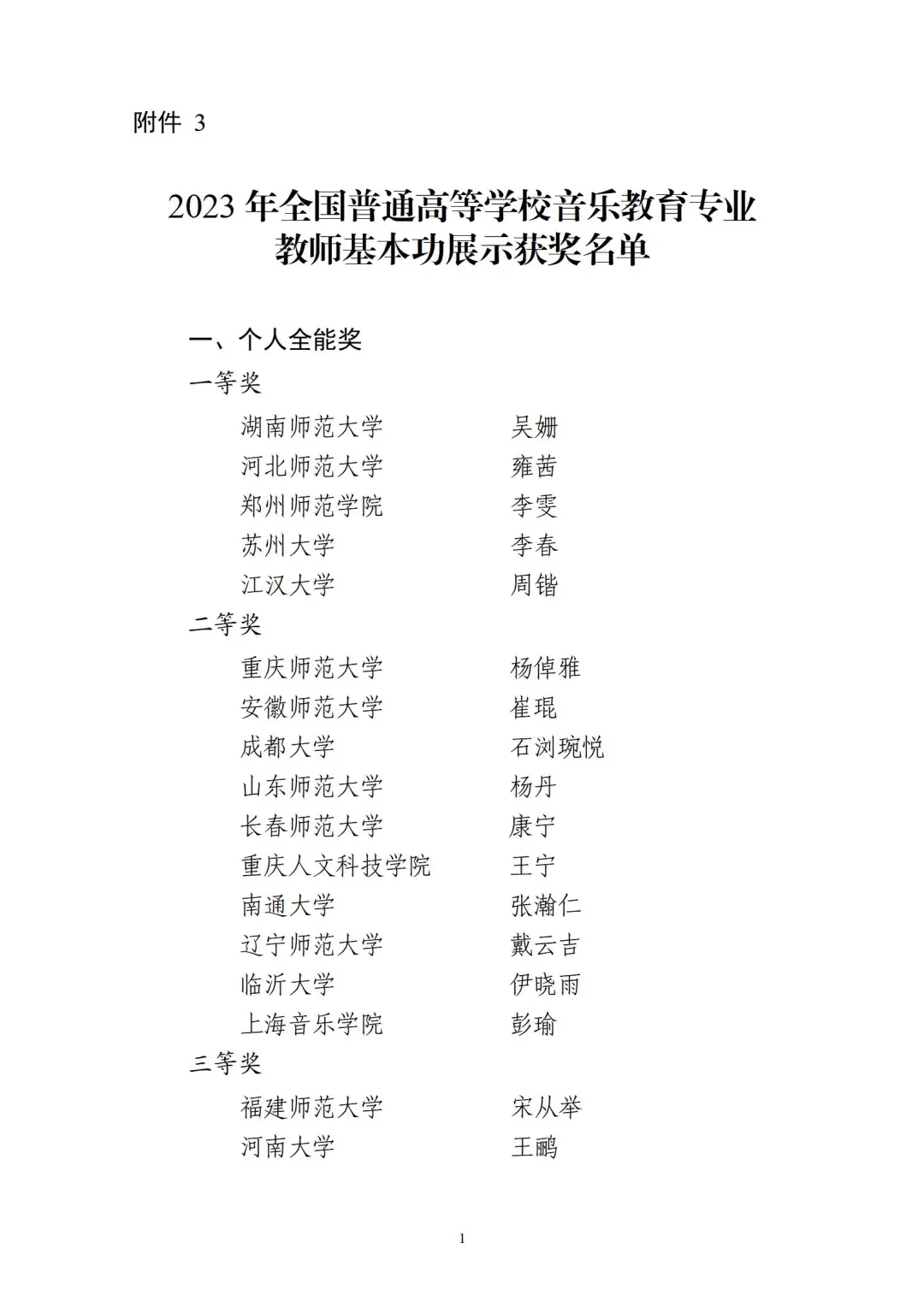 2023全国普通高校音乐、美术教育专业本科学生和教师基本功展示评选结果出炉