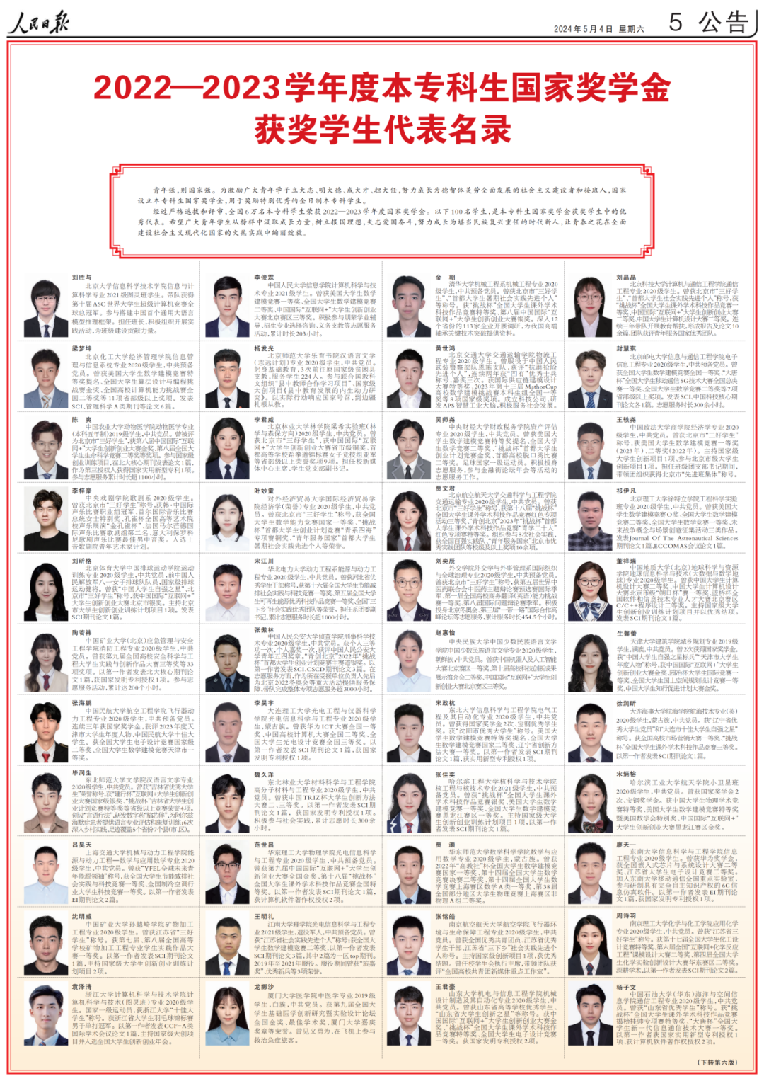 祝贺！他们是本专科生国家奖学金获奖学生代表